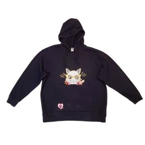 Bob’s From Skechers Women's Black Cat Pouch‎ Pullover Hoodie Sweatshirt XL